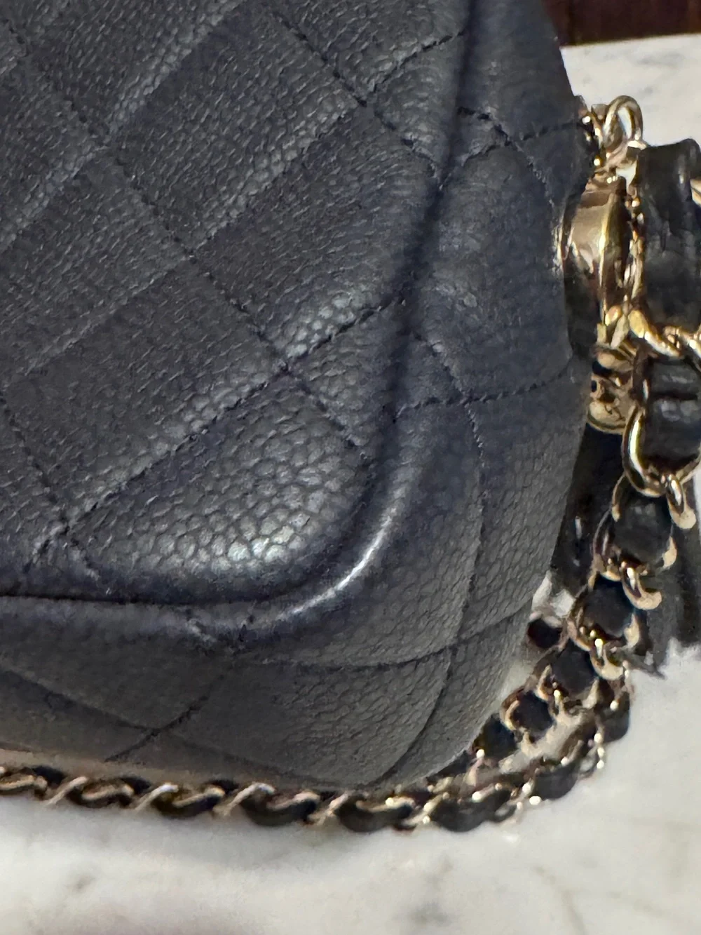 Chanel Mini Coco Tassel Camera Bag Navy Caviar Gold Chain – Like New